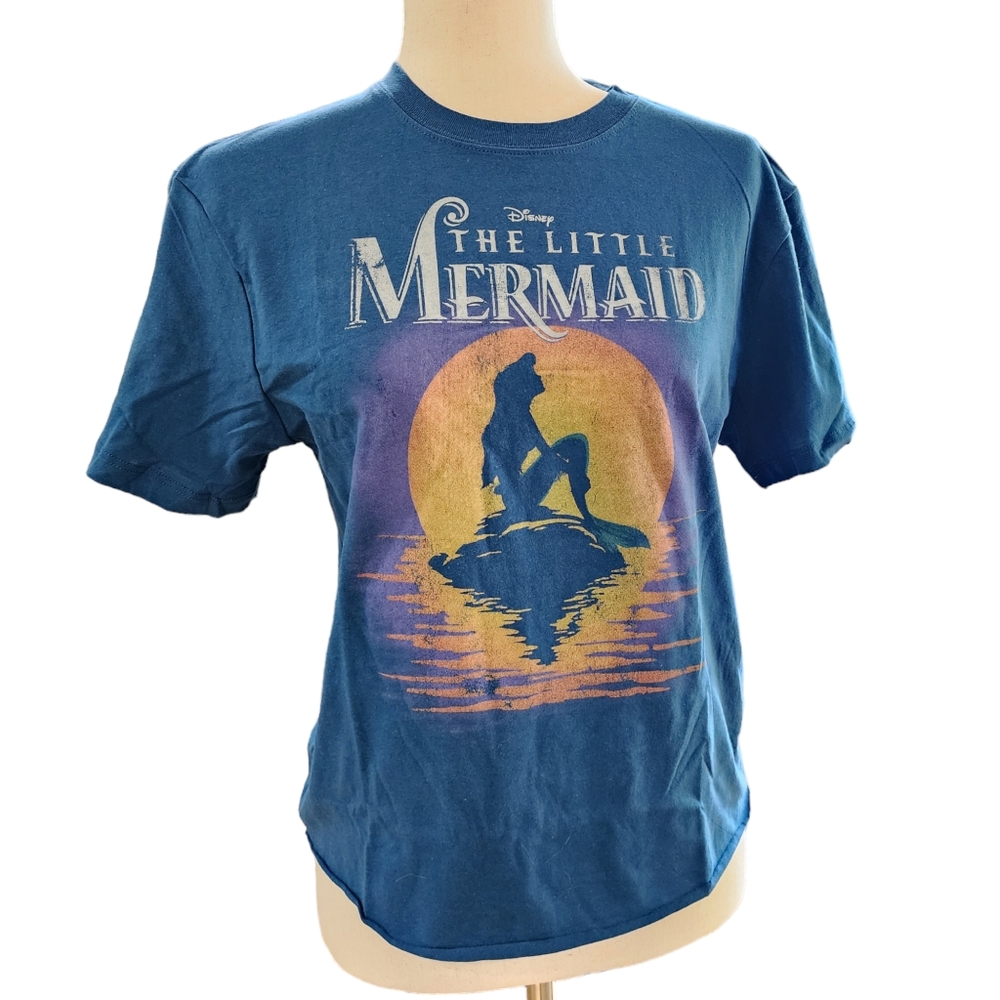 Disney Princess The Little Mermaid Juniors Vintage Style Cropped Graphic Tee S - Picture 2 of 8